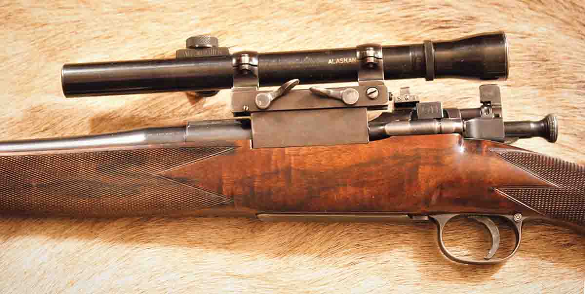 The Lyman Alaskan is mounted just high enough to clear the standard Springfield 3-position safety. There’s a secondary cross-bolt trigger safety at the rear of the trigger guard.